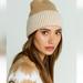 Free People Accessories | Free People Cream Yellow Ribbed Foldover Knit Beanie Hat Cap Os | Color: Cream/Yellow | Size: Os