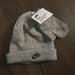 Nike Accessories | Nike Boy's Futura Foldover Beanie & Mittens 2 Pcs Set/Dk Grey Heather/Size 2/4t | Color: Gray/Silver | Size: 2t-4t