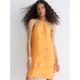 J. Crew Dresses | J Crew Collection Embellished Halter Mini Dress In Cupro Blend Women's 4 Nwt | Color: Orange | Size: 4
