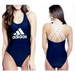Adidas Swim | Adidas Swimsuit Large Criss Cross Strappy Strap Back Navy Blue One Piece Womens | Color: Blue | Size: L