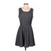 Forever 21 Cocktail Dress - A-Line Scoop Neck Sleeveless: Gray Print Dresses - Women's Size Medium