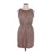 Ann Taylor LOFT Casual Dress - Mini Crew Neck Sleeveless: Brown Dresses - Women's Size X-Large