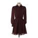 Cupcakes & Cashmere Casual Dress Collared 3/4 sleeves: Burgundy Dresses - Women's Size X-Small