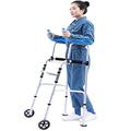 Folding Tall Stand Upright Walker with Arm Support for Tall Seniors & Adults, Extra Wide Front Wheels Rollator, Load 300lbs (Silver) wwyy