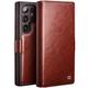 QANXGOG Case for Samsung Galaxy S24 Ultra/S24 Plus/S24, Genuine Leather Shockproof TPU Flip Phone Case with [Card Slots] [Horizontal Stand] [Magnetic Closure],Brown,S24