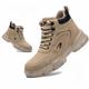 ZSDZSZ Steel Toe Cap Boots Mens Waterproof Safety Boots Women Lightweight Safety Trainers Non Slip Work Boots, Beige, UK 7