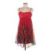 Twenty One Cocktail Dress - A-Line Sweetheart Sleeveless: Red Print Dresses - Women's Size Medium