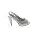 Call It Spring Heels: Slingback Stilleto Glamorous Silver Shoes - Women's Size 7 1/2 - Peep Toe