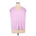 Nine West Short Sleeve Top Pink V Neck Tops - Women's Size X-Large
