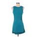 Shein Casual Dress - Bodycon Crew Neck Sleeveless: Teal Solid Dresses - Women's Size 4