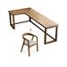 Loon Peak® Jadden 2 Piece Solid Wood L-Shaped Desk & Chair Set Office Set w/ Chair Wood in Brown/Green | 29.53 H x 70.87 W x 39.37 D in | Wayfair