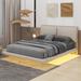 Latitude Run® Platform Bed w/ Sensor Light & 2 Large Backrests, Stylish Platform Bed Upholstered/Velvet in Brown | 38.2 H x 63 W x 82 D in | Wayfair