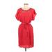 Mossimo Casual Dress Scoop Neck Short sleeves: Red Print Dresses - Women's Size Medium