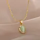 Collier pendentif clair de lune opale ronde en acier inoxydable pour femme tour de cou vintage