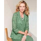 Draper's & Damon's Women's Lace Satin Trim Jacket - Green - PL - Petite