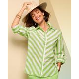 Draper's & Damon's Women's 3/4 Sleeve Bias Stripe Shirt - Green - 2X - Womens