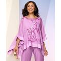 Draper's & Damon's Women's Elegant Floral Poncho - Purple - L/XL - Misses