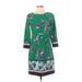 Vince Camuto Casual Dress - Sheath High Neck 3/4 sleeves: Green Color Block Dresses - Women's Size 4