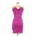 Charlotte Russe Cocktail Dress - Party Strapless Sleeveless: Purple Solid Dresses - Women's Size 10