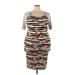 Lularoe Casual Dress - Bodycon Scoop Neck Short sleeves: Gray Stripes Dresses - Women's Size 22
