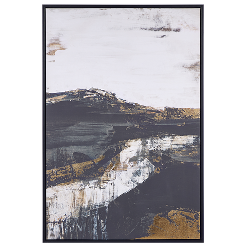 Leinwandbild Schwarz-Weiß Stoff Canvas MDF-Platte 63x93 cm Rechteckig mit Schattenfugenrahmen Abstraktes Motiv Modern Wohnzimmer Schlafzimmer