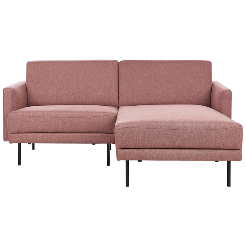 Ecksofa Rosa-Braun Stoff Linksseitig 2-Sitzer Sofa mit Schwarzen Metallfüßen Glamour Modern Wohnzimmer Büro Arbeitszimmer Wohnküche Esszimmer