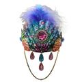 Canis Feather Headwear for Women Rhinestone Comb Shell Coral Crown