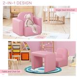 D&N 2-in-1 Multifunctional Kids Sofa Convertible Table and Chair Set for 3 years old Boys Girls, Pink