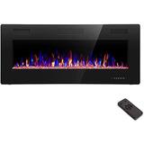 Recessed and Wall Mounted Electric Fireplace with Remote Control, Timer, Touch Screen, Adjustable Flame Color and Speed