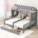 Twin Size House Platform Beds with 2 Drawers for Boy and Girl Shared Beds, Combination of 2 Side by Side Twin Beds, Space-Saving