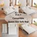 3-in-1 63.8" Queen Pull Out Sofa Bed, Convertible Sleeper Sofa with Side Storage