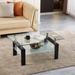 Tempered Clear Glass Coffee Table, 2-Layers Coffee Table