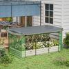 Outsunny Galvanized Raised Garden Bed with Crop Cage Plant Protection Net and Shade Cloth, Metal Planter Box