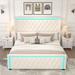 Queen Platform Bed Frame With High headboard and Deep Tufted Buttons, Adjustable Colorful LED Light Decorative Headboard