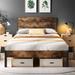 Lifezone Bed Frame with Headboard, Vintage Brown