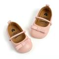 Bowknot Leather Shoes for Baby Girl Soft Sole Non-Slip Princess Wedding Dress Shoes Toddler Crib Shoes (Pink)