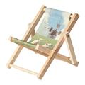 solacol Mini Chair Shape Cell Phone Stand Cell Phone Holder Wood and Canvas Beach Chair Desk Stand Display Business Card Holders Bracket Charging Dock Mini Folding Chair Phone Holder for Smartphone