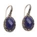 Perennial Passion,'Sapphire and Gold Accented Sterling Silver Dangle Earrings'