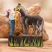 'Hand-Painted Inspirational Recycled Wood Grey Horse Magnet'