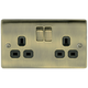 BG Nexus Metal Double Socket 13A With Black Insert - Antique Brass - NAB22B