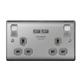 BG Nexus Metal Brushed Steel Double Switched 13A Power Socket With USB Charging - NBS22U3G