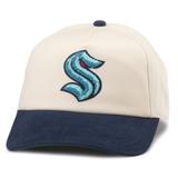 Men's American Needle White/Deep Sea Blue Seattle Kraken Burnett Adjustable Hat