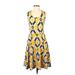 Lularoe Cocktail Dress - A-Line: Yellow Aztec or Tribal Print Dresses - Women's Size Small