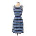 Tommy Hilfiger Casual Dress Scoop Neck Sleeveless: Blue Print Dresses - Women's Size Small