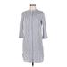 Banana Republic Factory Store Casual Dress - Shirtdress High Neck 3/4 sleeves: Blue Stripes Dresses - Women's Size 6