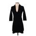 Ronny Kobo Casual Dress - Mini Plunge 3/4 sleeves: Black Print Dresses - Women's Size X-Small