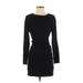 Zara TRF Cocktail Dress - Bodycon Crew Neck Long sleeves: Black Print Dresses - Women's Size Small