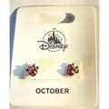 Disney Jewelry | Disney Parks Minnie Mouse Swarovski Birthstone Earrings Gold Color Octobrer New | Color: Gold | Size: Os