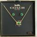 Coach Jewelry | Coach Necklace And Earrings Set Green Malachite And Gold Nwt | Color: Gold/Green | Size: Os