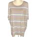 Lularoe Tops | Lularoe Retired Irma Women's Size Large Striped Pastel Mid-Length Sleeves Nwt | Color: Gray/Purple | Size: L